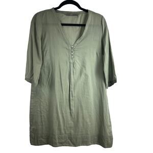 ZARA Basic Green Cotton Lightweight Tunic Size S Travel Boho Cottage Semi-Sheer
